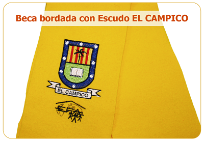 beca bordada con escudo personalizado