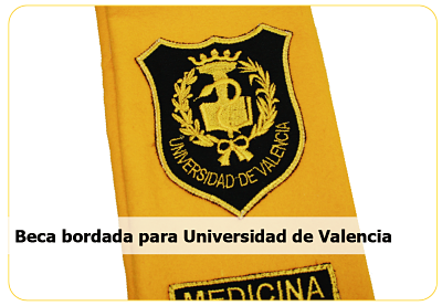 beca bordada en amarillo con escudo negro