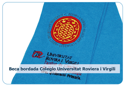 beca bordada en azul claro