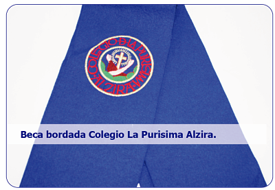 beca bordada con escudo colegio la purisima